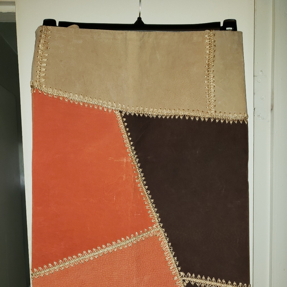 Multi-colored leather skirt